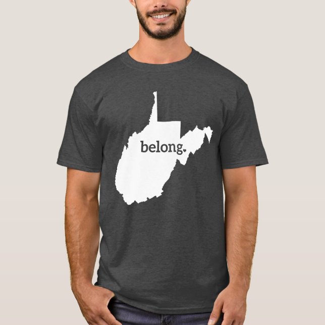 Heart West Virginia Belong State Map T-Shirt (Front)