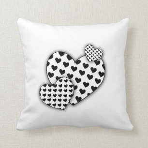 heart  white and black cushion