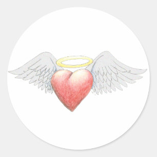 Heart Wing Halo Classic Round Sticker