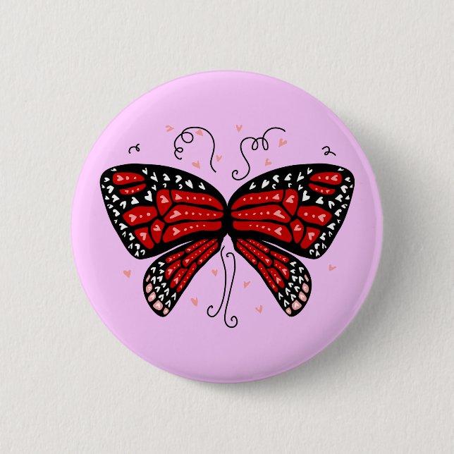 Heart Wings 6 Cm Round Badge (Front)