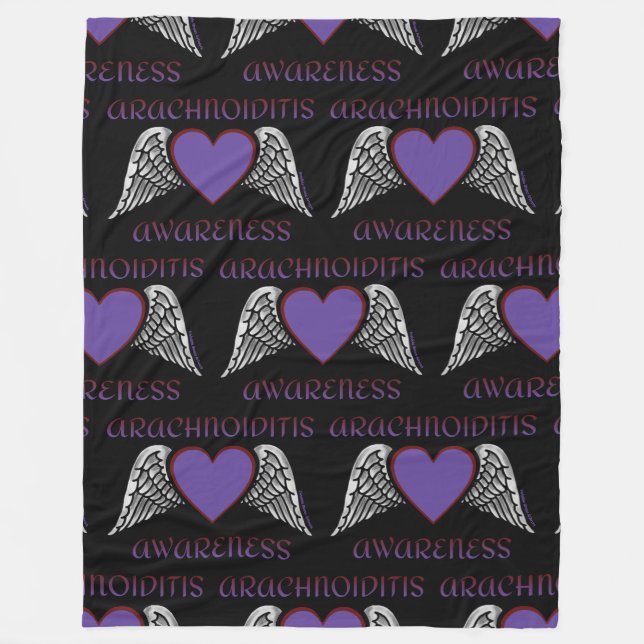 Heart/Wings...Arachnoiditis Fleece Blanket (Front)
