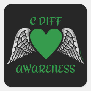 Heart/Wings...C Diff Square Sticker