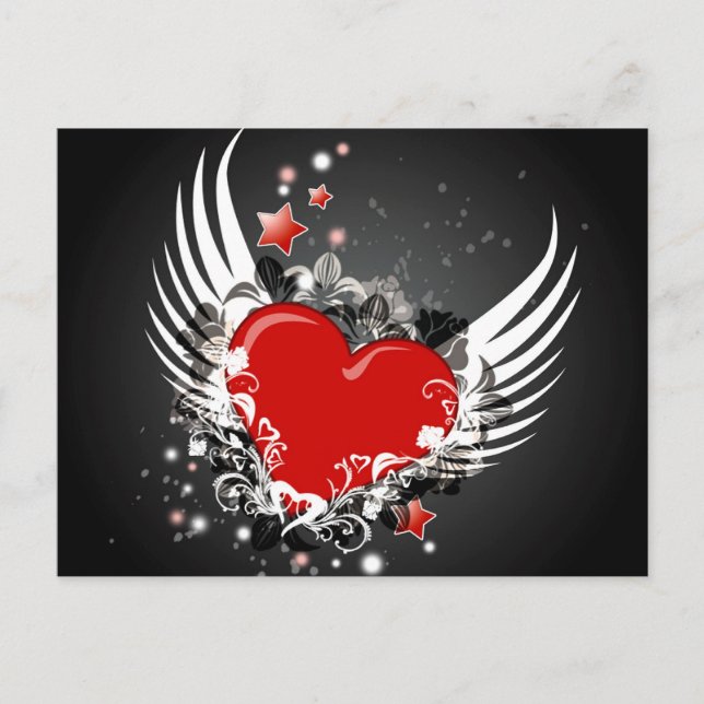 Heart & Wings Design Postcard (Front)