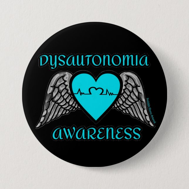 Heart/Wings...Dysautonomia 7.5 Cm Round Badge (Front)