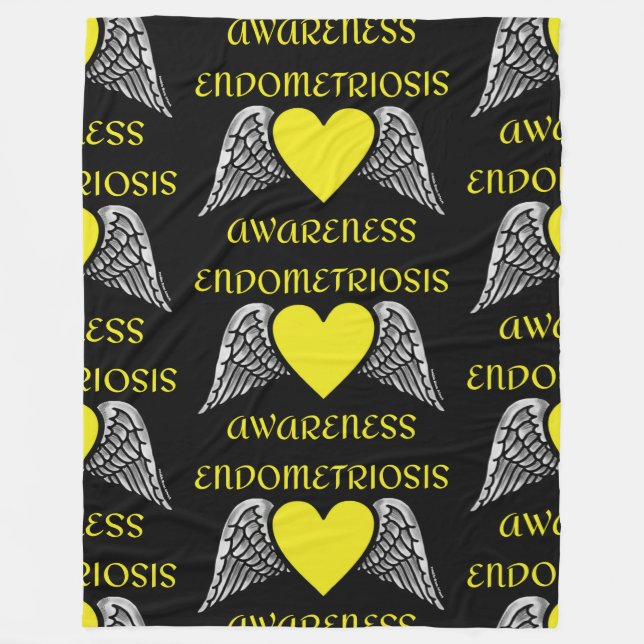 Heart/Wings...Endometriosis Fleece Blanket (Front)