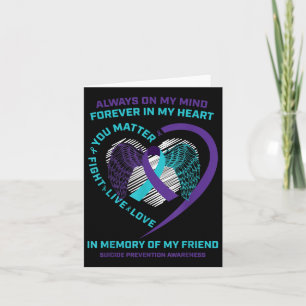 Heart Wings In Memory Of Friend Suicide Awareness Card