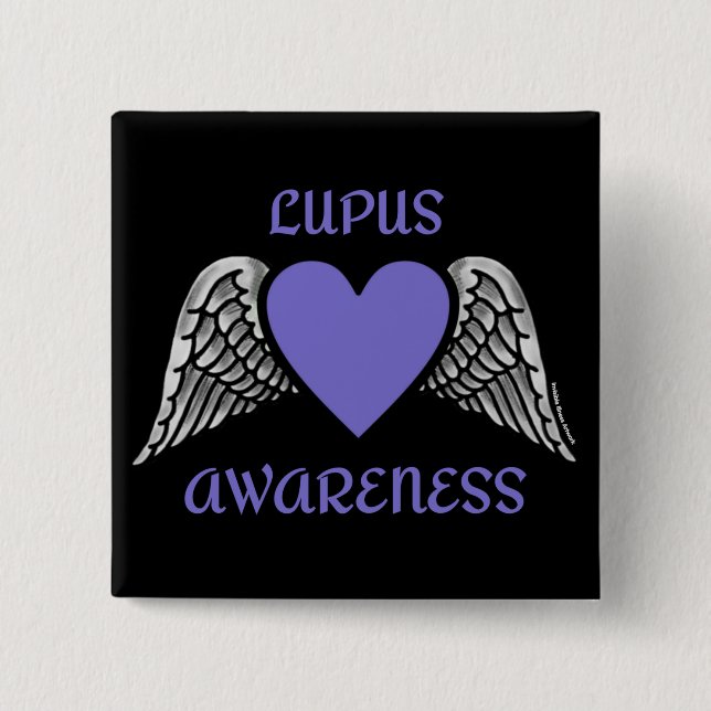 Heart/Wings...Lupus  15 Cm Square Badge (Front)