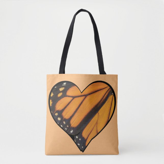 Heart Wings Monarch Butterfly Tote Bag (Front)