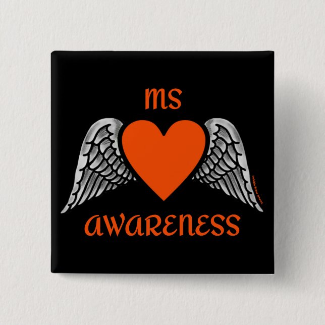 Heart/Wings...MS 15 Cm Square Badge (Front)