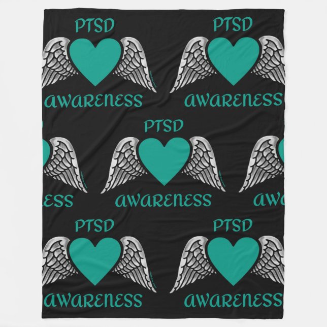 Heart/Wings...PTSD Fleece Blanket (Front)