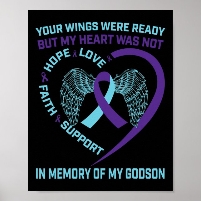 Heart Wings Ribbon Hope Suicide Awareness Preventi Poster (Front)