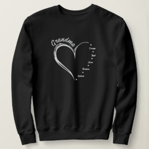 Heart with 5 Personalised names, Grandma Heart Sweatshirt
