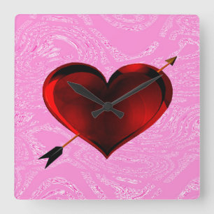 Heart with Arrow on Pink Frost Clock