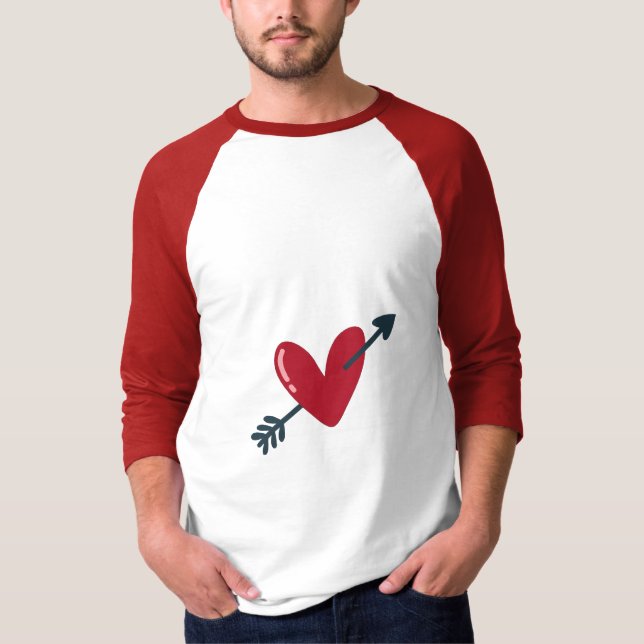 Heart With Arrow Valentine Minimal T-Shirt (Front)
