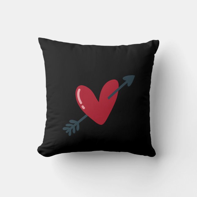 Heart With Arrow Valentine Minimal T-Shirt Cushion (Front)