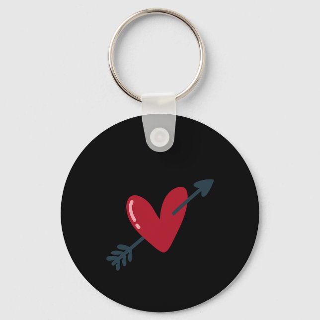 Heart With Arrow Valentine Minimal T-Shirt Key Ring (Front)