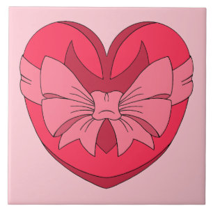 Heart with Arrowhead and Bow Ceramic Tile