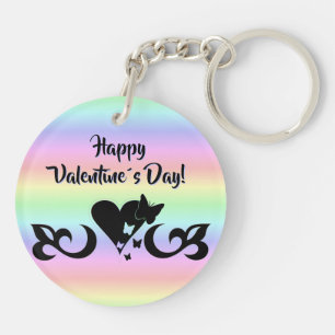 Heart with Butterfly and Lily Key Ring
