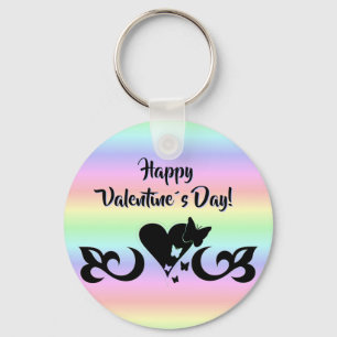 Heart with Butterfly and Lily Key Ring