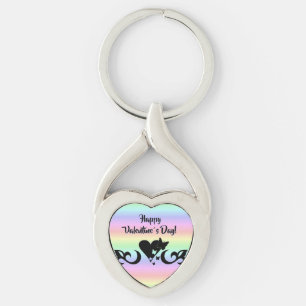 Heart with Butterfly and Lily Key Ring