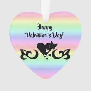 Heart with Butterfly and Lily Ornament
