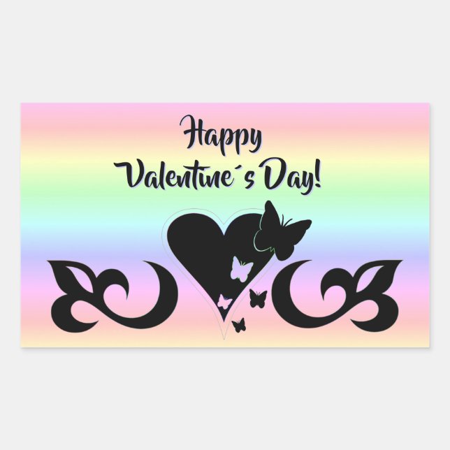 Heart with Butterfly and Lily Rectangular Sticker (Front)