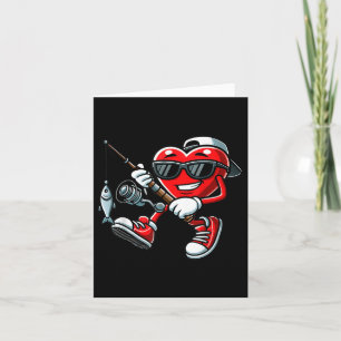 Heart With Fishing Pole Valentines Day Kids Februa Card
