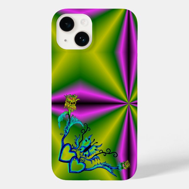 Heart with Flower and Butterfly Case-Mate iPhone Case (Back)