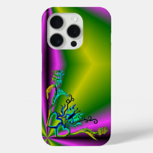 Heart with Flower and Butterfly iPhone 15 Pro Case