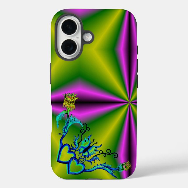Heart with Flower and Butterfly Case-Mate iPhone Case (Back)