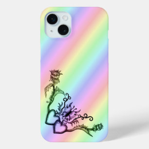 Heart with Flower and Butterfly iPhone 15 Mini Case