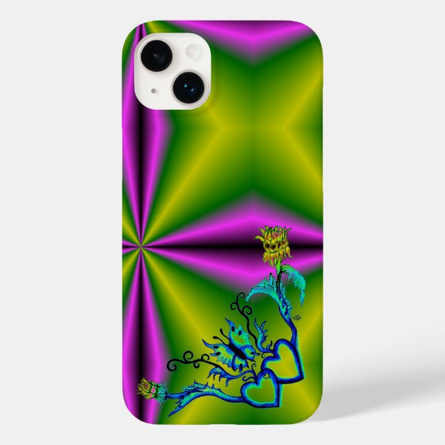 Heart with Flower and Butterfly Case-Mate iPhone Case (Back)