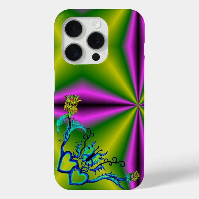 Heart with Flower and Butterfly Case-Mate iPhone Case (Back)