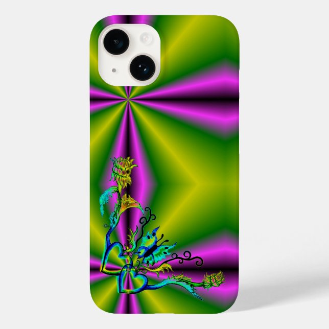 Heart with Flower and Butterfly Case-Mate iPhone Case (Back)