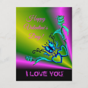 Heart with Flower and Butterfly Holiday Postcard