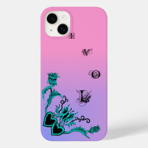 Heart with Flower and Butterfly on Pink Rainbow Case-Mate iPhone 14 Plus Case