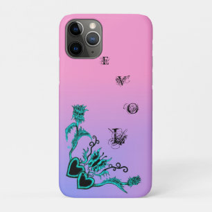 Heart with Flower and Butterfly on Pink Rainbow iPhone 11 Pro Case