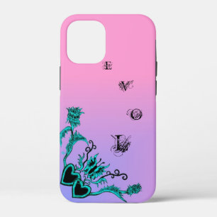 Heart with Flower and Butterfly on Pink Rainbow iPhone 12 Mini Case