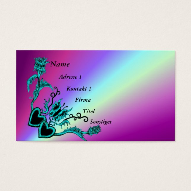 Heart with Flower and Butterfly on Rainbow (Front)