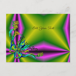 Heart with Flower and Butterfly on Rainbow Postcard