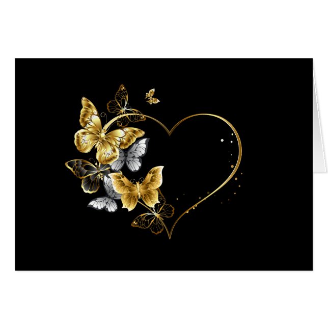 Heart with Golden Butterflies (Front Horizontal)