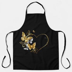 Heart with Golden Butterflies Apron