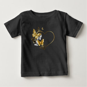 Heart with Golden Butterflies Baby T-Shirt