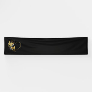 Heart with Golden Butterflies Banner