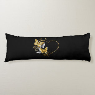 Heart with Golden Butterflies Body Cushion