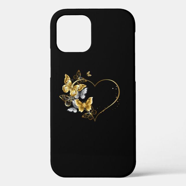 Heart with Golden Butterflies Case-Mate iPhone Case (Back)