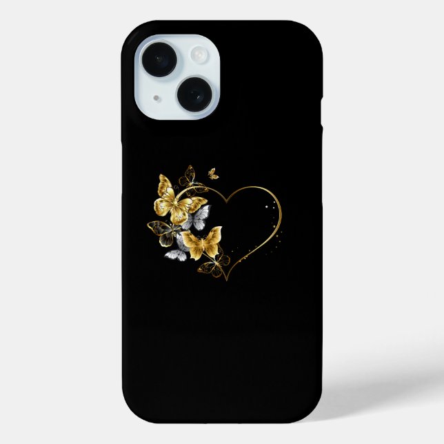 Heart with Golden Butterflies Case-Mate iPhone Case (Back)