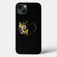 Heart with Golden Butterflies