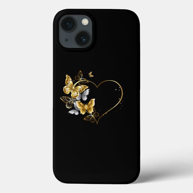 Heart with Golden Butterflies Case-Mate iPhone Case (Back)