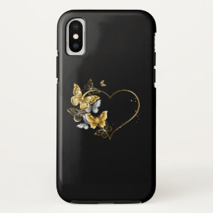 Heart with Golden Butterflies iPhone X Case